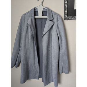 PREMISE Gray Faux Leather Blazer S, Women's